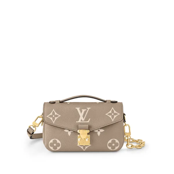 Louis Vuitton Pochette Metis East West Bag Gray Cream 21cm