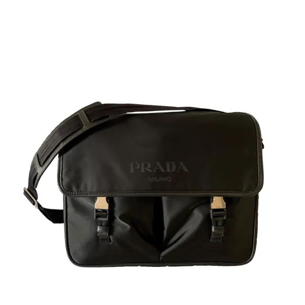 Prada Nylon Messenger Bag Black