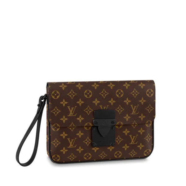 Louis Vuitton S Lock A4 Pouch Brown 28cm M80560