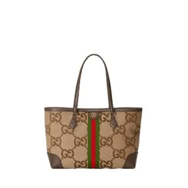 Gucci Ophidia Medium Jumbo GG Tote Camel And Ebony