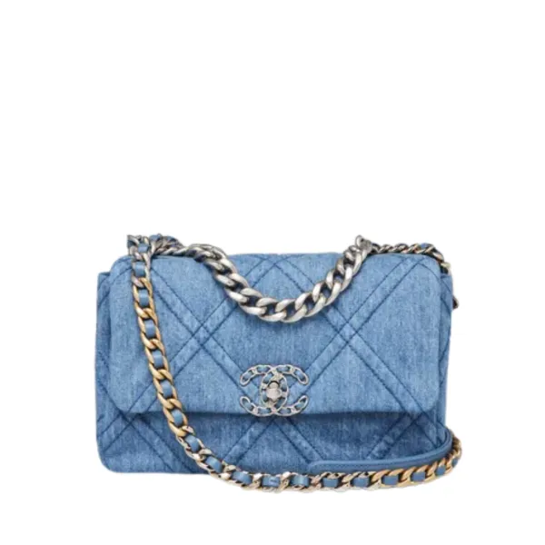 Chanel Deep Blue Denim Quilted Medium 19 Flap 26cm
