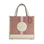 COACH DEMPSEY TOTE 22 IN SIGNATURE JACQUARD PINK WHITE