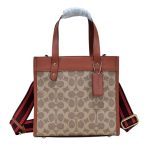 COACH FIELD TOTE 22 IN SIGNATURE JACQUARD BROWN