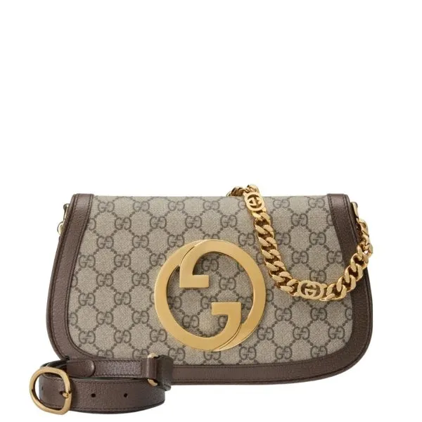 Gucci 28cm Blondie Shoulder Bag Beige And Ebony Supreme Canvas