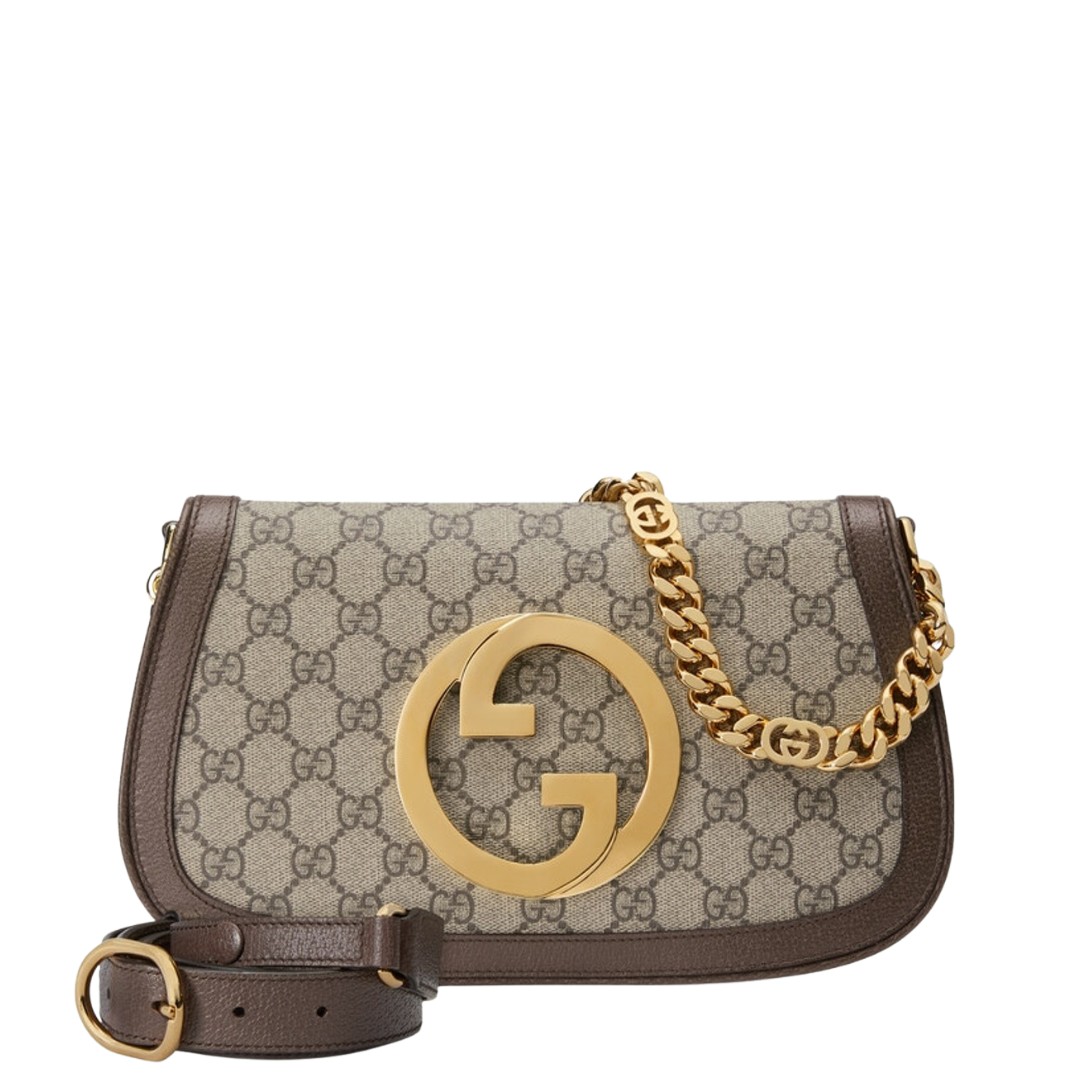 GUCCI BLONDIE SHOULDER BAG BEIGE AND EBONY SUPREME CANVAS