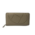 HERMES EVELYN CHEVRE LEATHER ZIP LONG WALLET 19CM