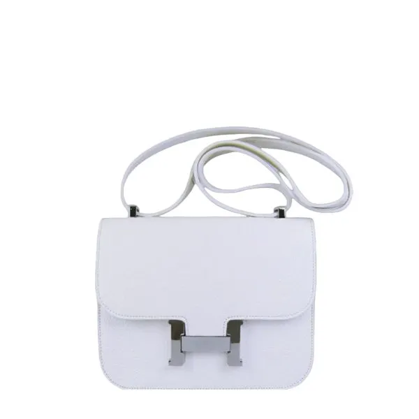 Hermes Constance Swift White Silver Hardware 18cm