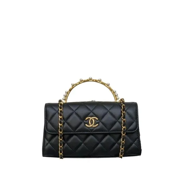 Chanel Lambskin Mini Kelly Flap Bag Black 17cm