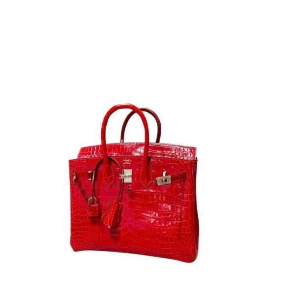 Hermes A Shiny Sanguine Porosus Crocodile Birkin 30 With Gold Hardware Red 30cm