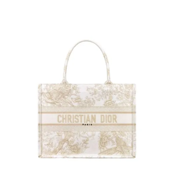 Dior  41cm Book Large Tote Bag Winter Garden Embroidery in Gold Metallic Threads