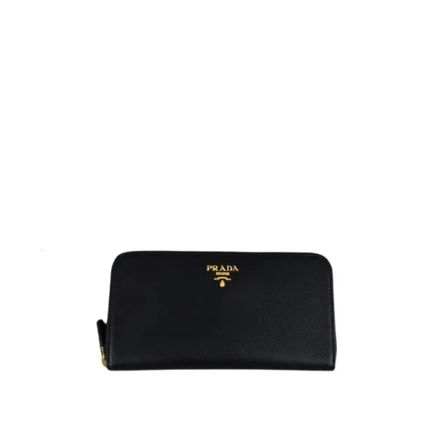 Prada Large Saffiano Leather Wallet Black 19cm