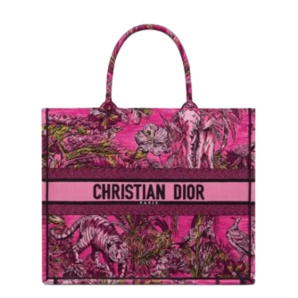 Dior 41cm Large Fuchsia Multicolor Book Tote