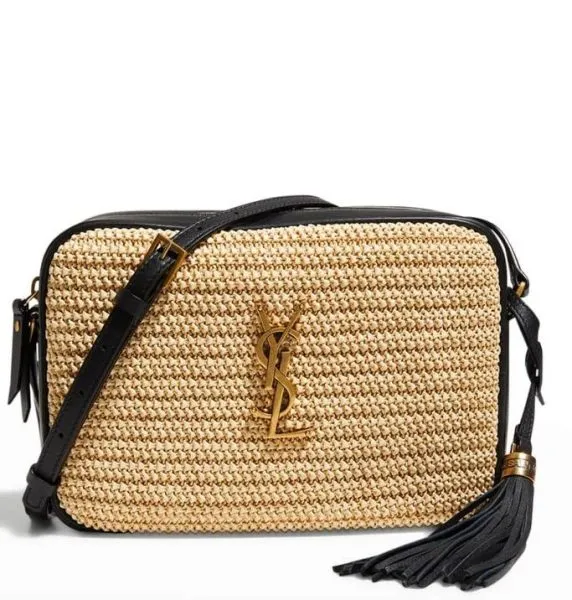 Saint Laurent Lou Raffia And Smooth Leather Naturel Camera Bag 24cm