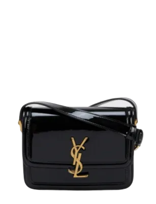 Saint Laurent Solferino Medium Satchel in Lacquered Patent Leather Black 23cm