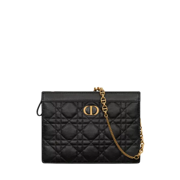 Dior Caro Zipped Pouch With Chain Black S5106uwhc_m900