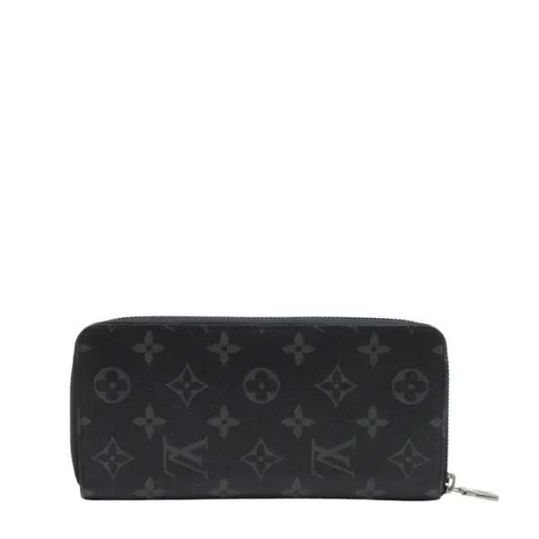 Louis Vuitton Long Double Zipper Wallet Monogram Black 19cm