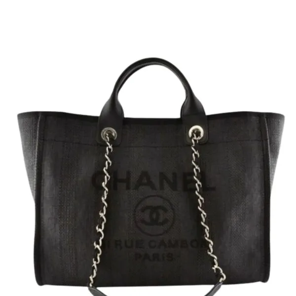 Chanel Canvas Large Black Tote Bag 38cm A66941