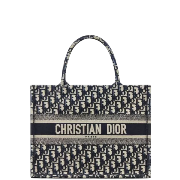 Dior Medium 36cm Blue Oblique Embroidery Book Tote