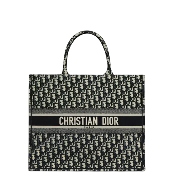 Dior 42cm Blue Oblique Embroidery Large Book Tote