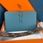 HERMES DOGON DUO LONG WALLET BLUE