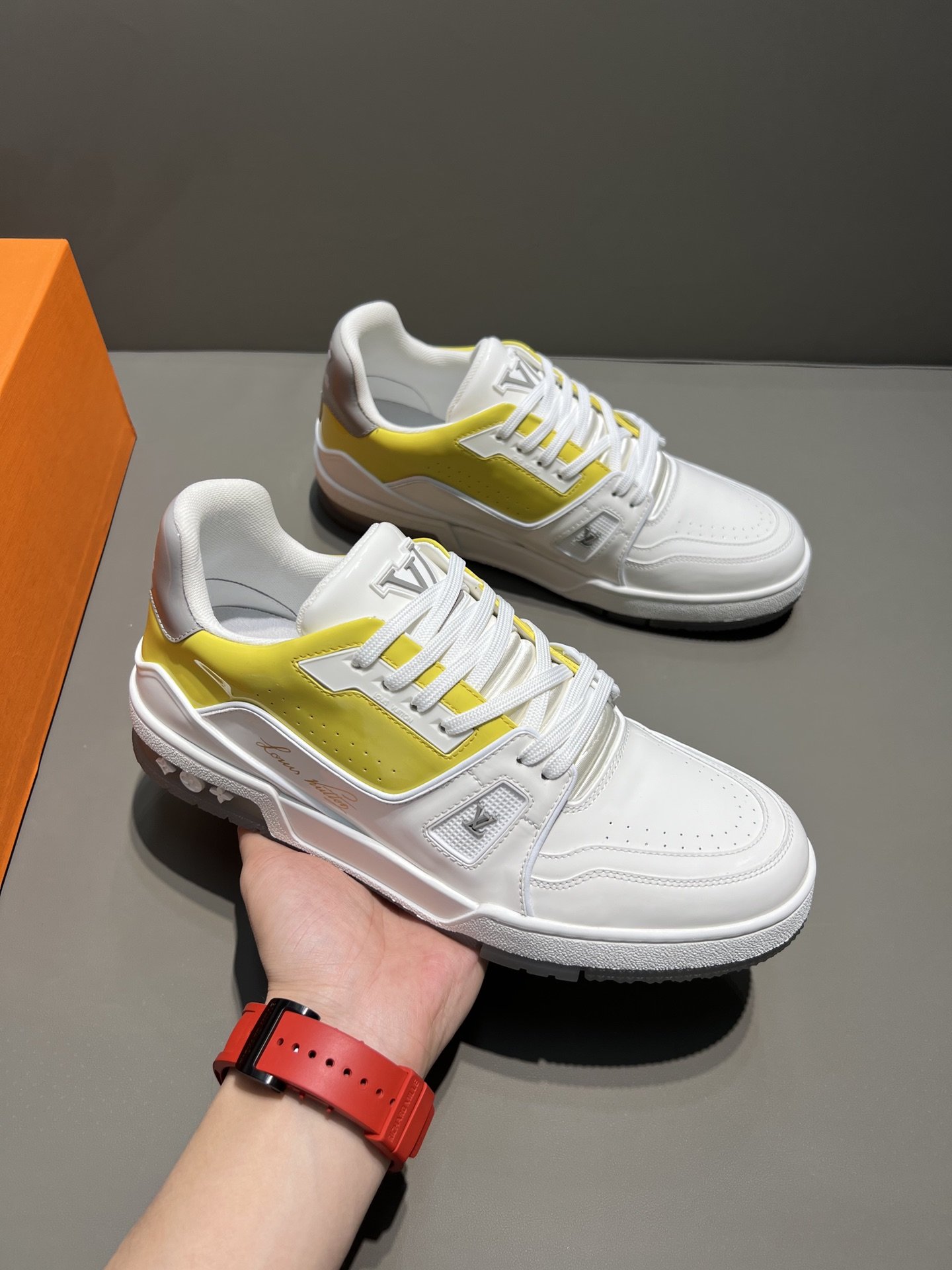 Louis Vuitton Trainer Sneaker WhiteYellow Virgil Abloh
