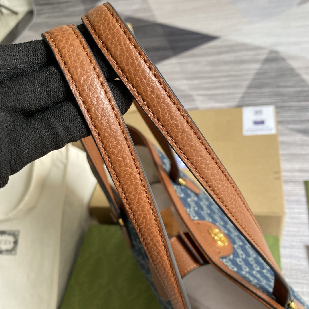 GUCCI DARK BLUE OPHIDIA GG MEDIUM TOTE