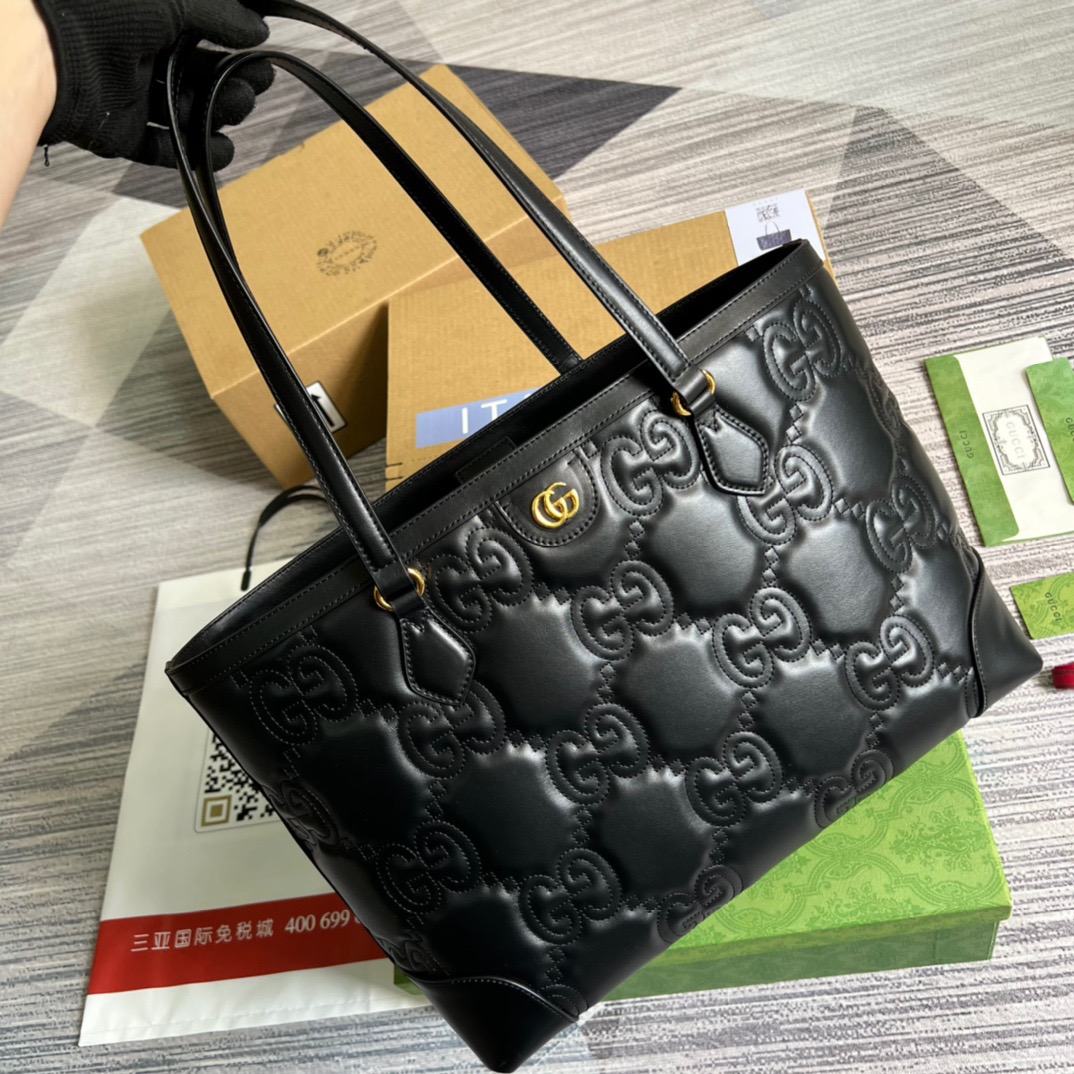 GUCCI MEDIUM BLACK GG TOTE