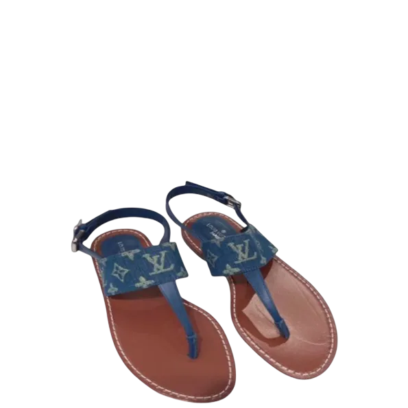 Louis Vuitton Monogram Denim Blue Starboard Flat Thong Sandal