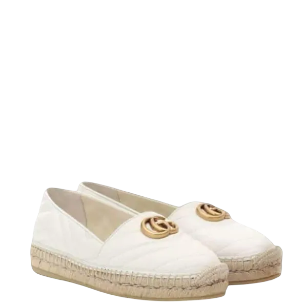 Gucci White Leather Espadrille With Double G