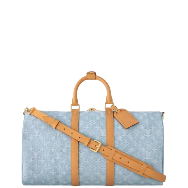 Louis Vuitton 18in/45cm M25334 Sky Blue Denim Keepall Bandoulière 45