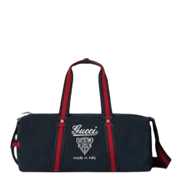 Gucci Dark Blue  Large Printed Canvas Duffle Bag 21.3in/54cm