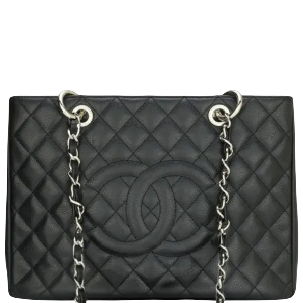 Chanel 34cm Silver Hardware Black Classic Tote Bag