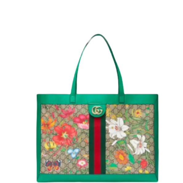 Gucci Green Ophidia GG Flora Medium Tote 44cm