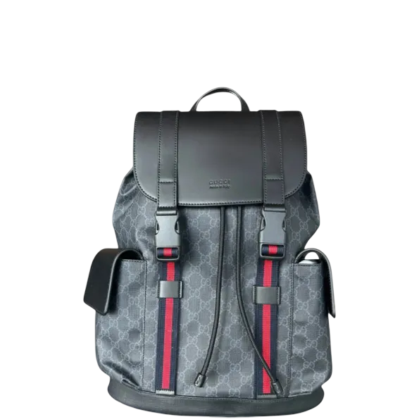 Gucci Soft GG Supreme Blue And Red Black Backpack Black/Grey