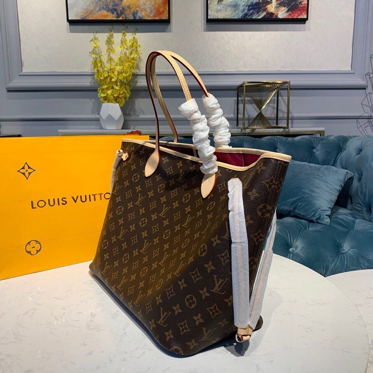LOUIS VUITTON PINK NEVERFULL GM TOTE BAG MONOGRAM CANVAS PIVOINE
