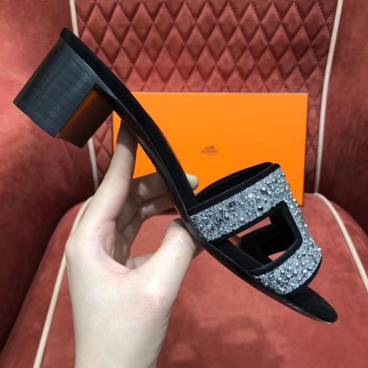 HERMES BLACK OASIS SANDAL