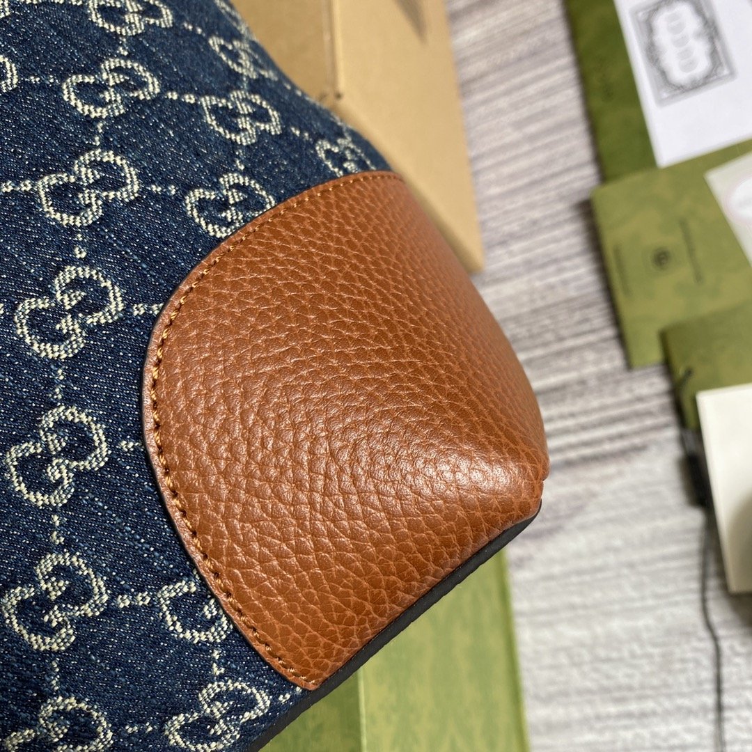 GUCCI DARK BLUE OPHIDIA GG MEDIUM TOTE