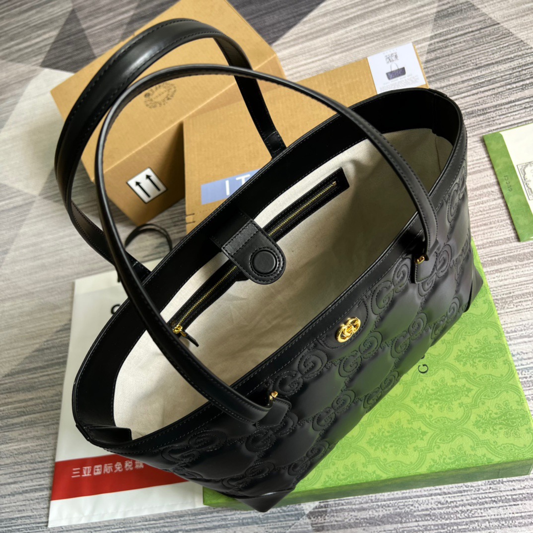 GUCCI MEDIUM BLACK GG TOTE