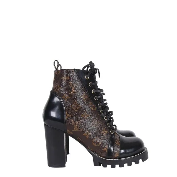 Louis Vuitton Star Trail Ankle Boot Patent Monogram Material Black