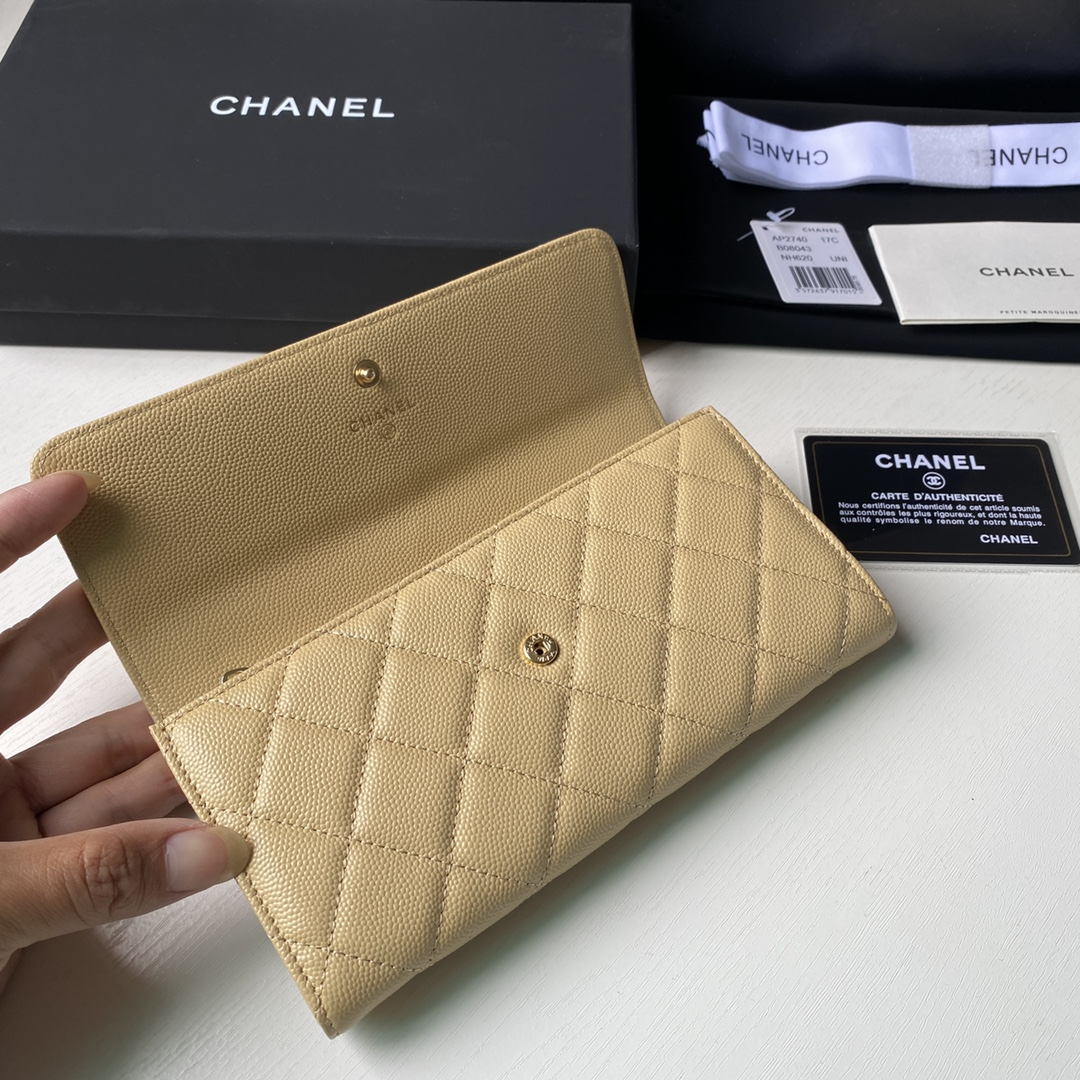 CHANEL LONG FLAP WALLET BEIGE AP0955