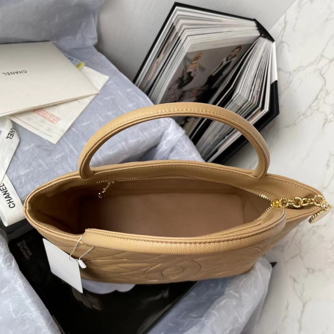 CHANEL BEIGE MEDALLION TOTE SHOULDER BAG