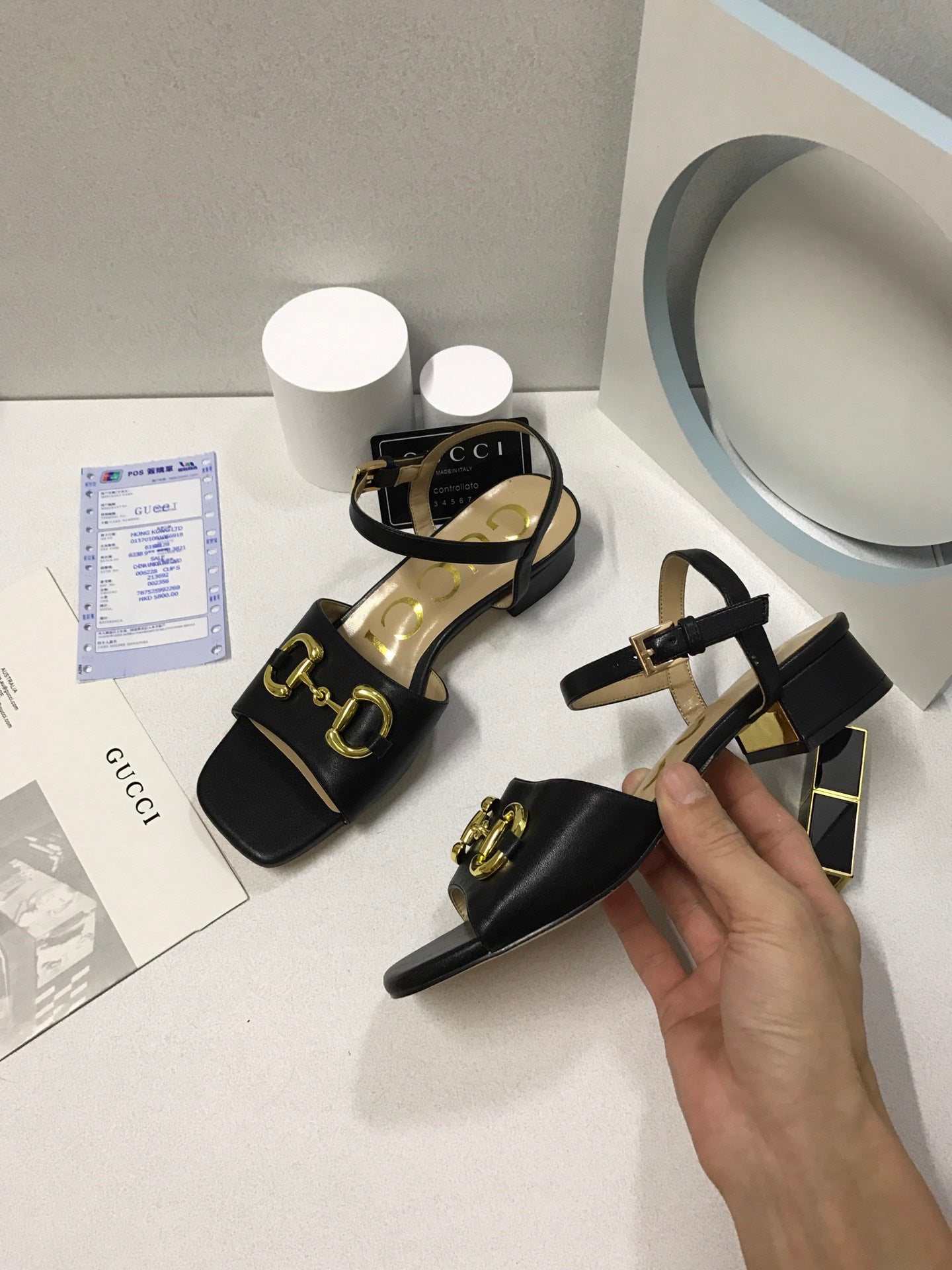 SANDAL GUCCI 655413 BKO00 1000 WOMEN’S SANDAL WITH HORSEBIT BLACK