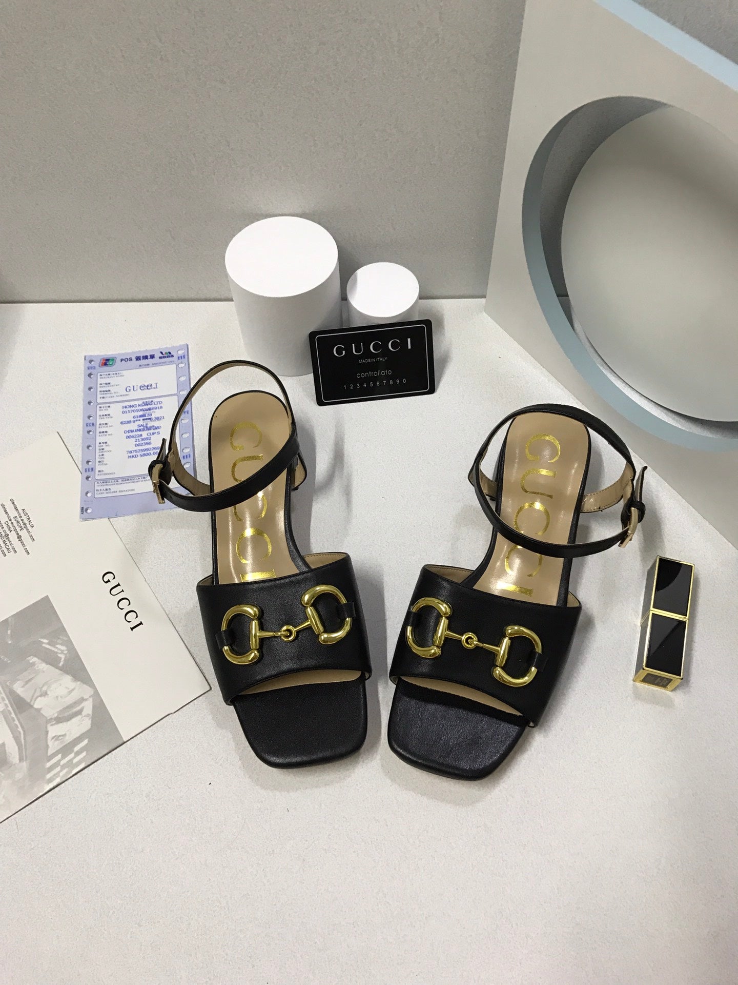 SANDAL GUCCI 655413 BKO00 1000 WOMEN’S SANDAL WITH HORSEBIT BLACK