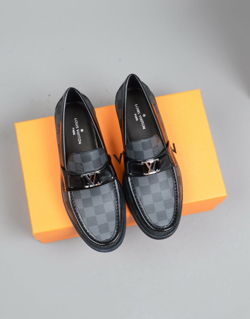 LOUIS VUITTON CLASSIC BLACK MOCCASIN BLACK/ GREY