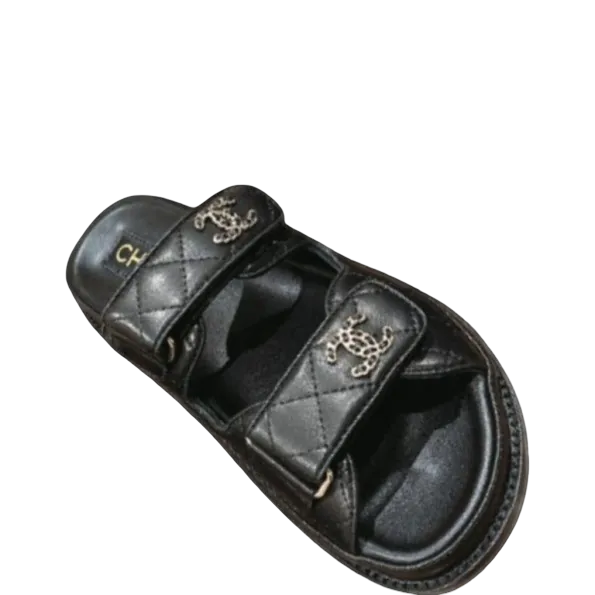 Chanel Black Sandals With Chanel Logo