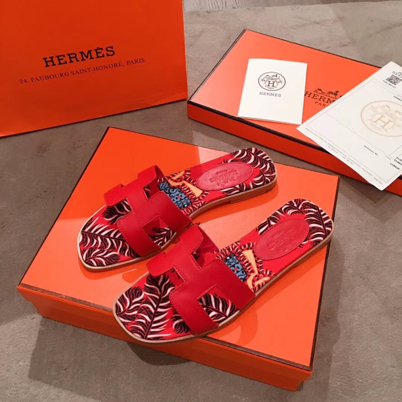 HERMES SANDAL MULTICOLOR/RED ORAN