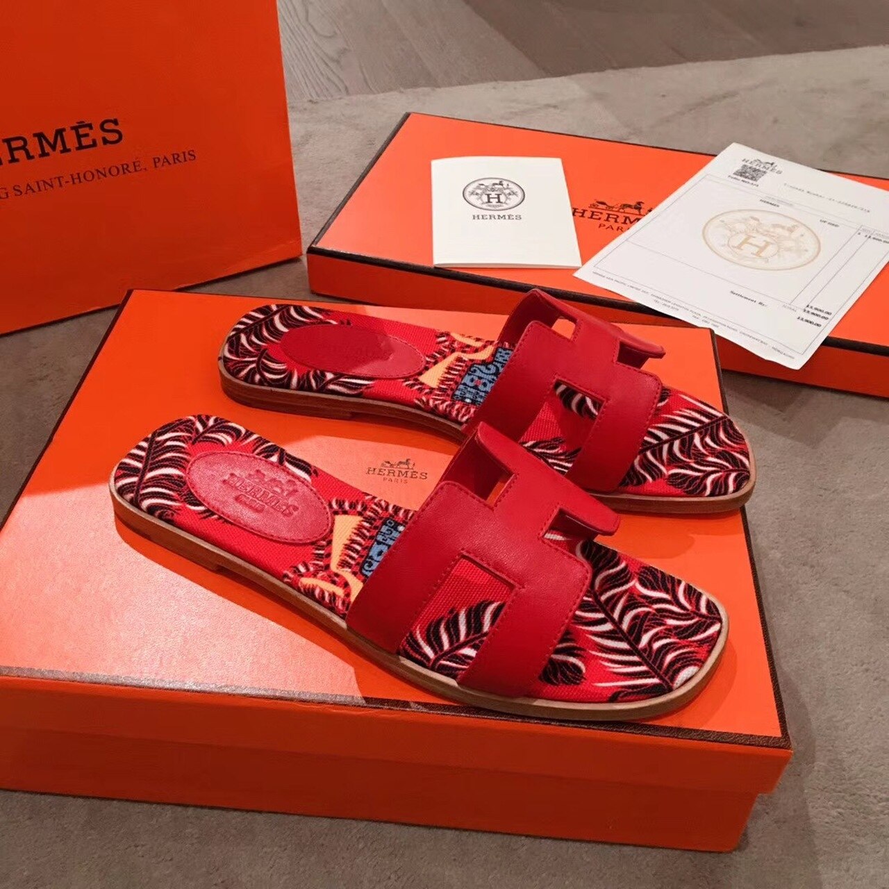 HERMES SANDAL MULTICOLOR/RED ORAN