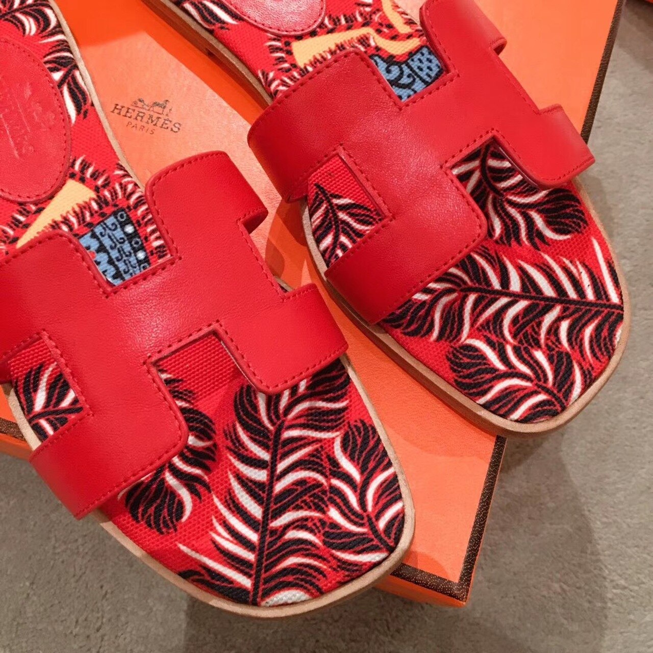 HERMES SANDAL MULTICOLOR/RED ORAN