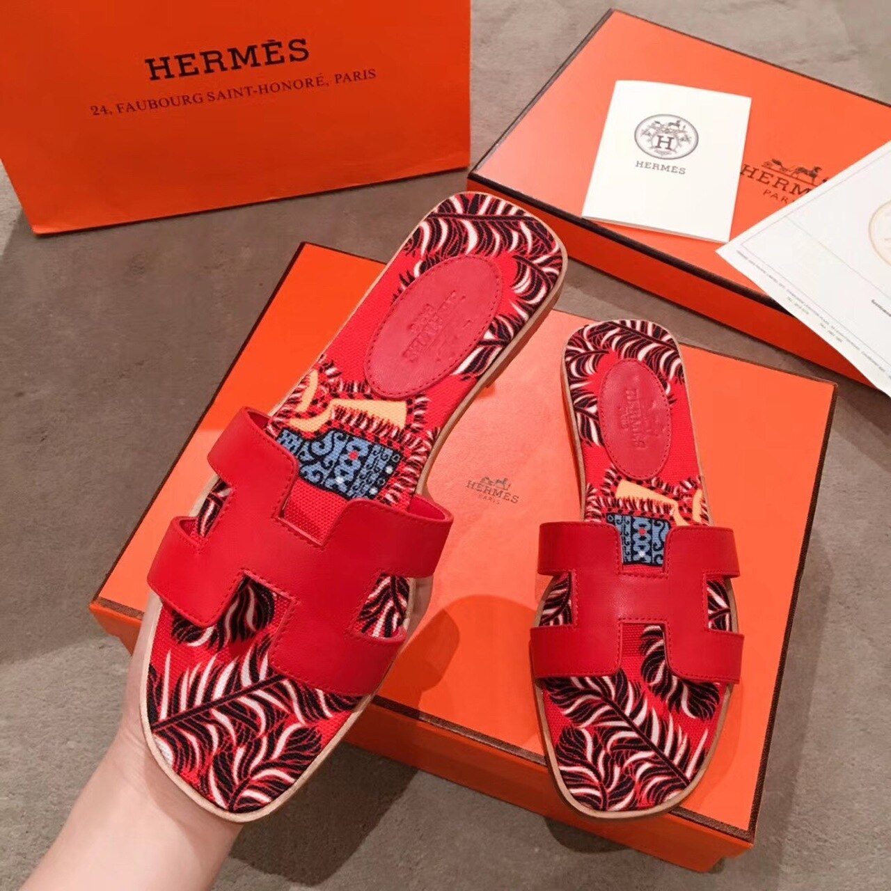 HERMES SANDAL MULTICOLOR/RED ORAN