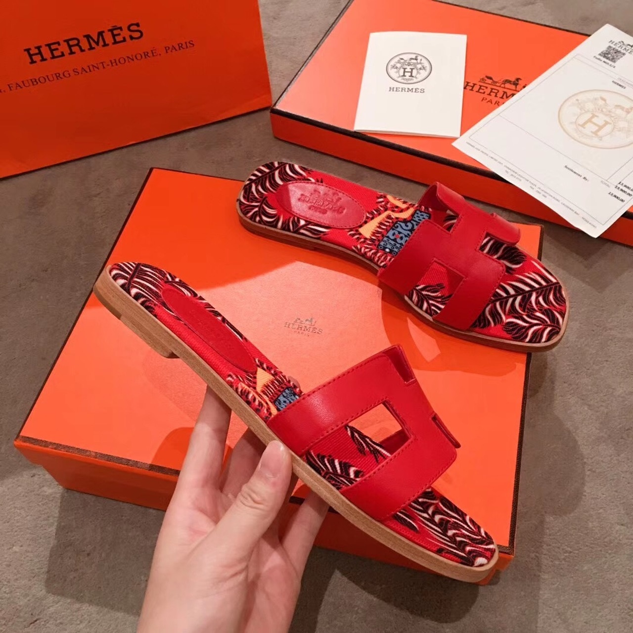 HERMES SANDAL MULTICOLOR/RED ORAN